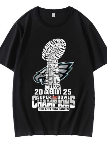 2025 LIX Super Bowl Champions Philadelphia Eagles NFL Trophy T-Shirt