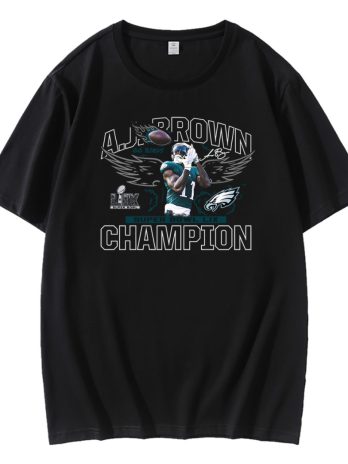 A.J. Brown Black Philadelphia Eagles Super Bowl LIX Champions T-Shirt
