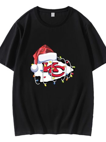 Chiefs With Santa Hat And Christmas Light T-Shirt
