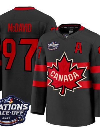 Canada Connor McDavid 2025 Black Hockey Team 4 Nations Face-Off Jersey