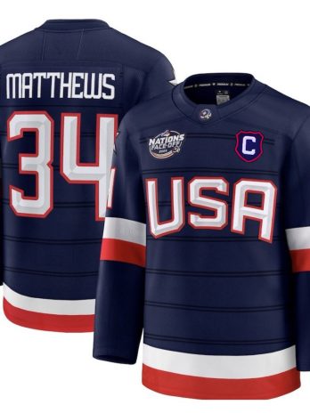 Auston Matthews USA 2025 Navy 4 Nations Face-Off Jersey