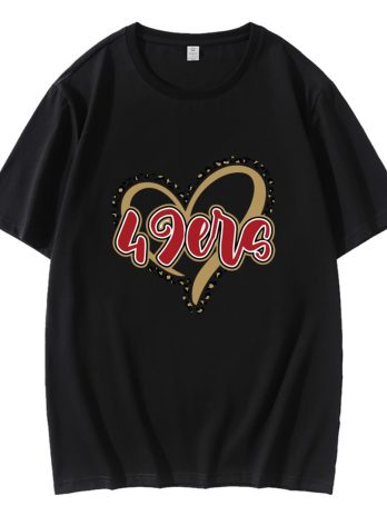49ers Heart Leopard Pattern T-Shirt