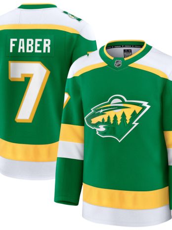 Brock Faber Minnesota Wild Alternate Premium Jersey – Green