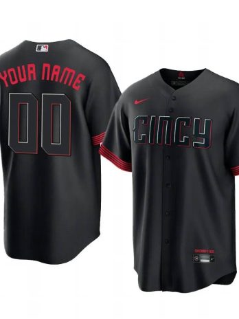 Cincinnati Reds Nike 2023 City Connect Replica Youth Custom Jersey – Black