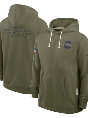 Baltimore Ravens Salute to Service Sideline Dominant Force NFL Pullover Hoodie