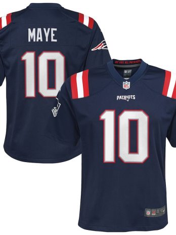 Drake Maye New England Patriots Nike Youth Game Jersey – Navy