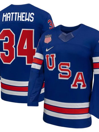 Auston Matthews USA Hockey Olympic Nike 2026 Royal Home Replica Jersey