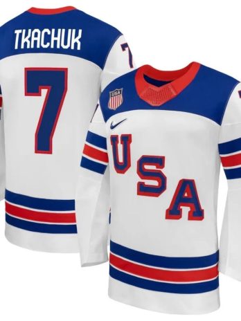 Brady Tkachuk USA Hockey Olympic Nike 2026 White Away Replica Jersey