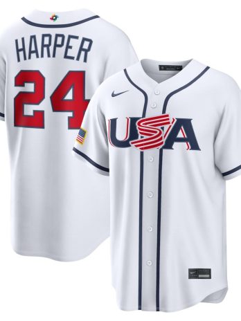 Bryce Harper USA Baseball Nike 2026 World Baseball Classic Home Stadium Jersey – White