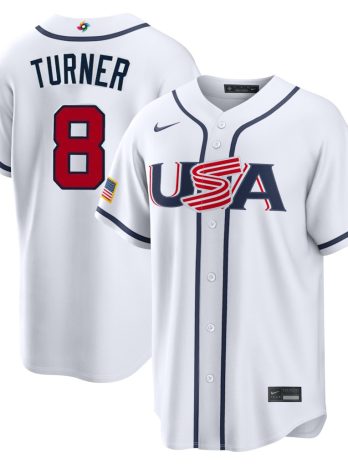 Trea Turner USA Baseball Nike 2026 World Baseball Classic Home Stadium Jersey – White