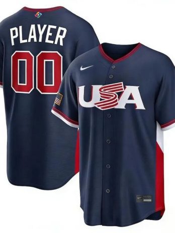 USA Baseball Nike 2026 World Baseball Classic Road Stadium Custom Jersey – Navy