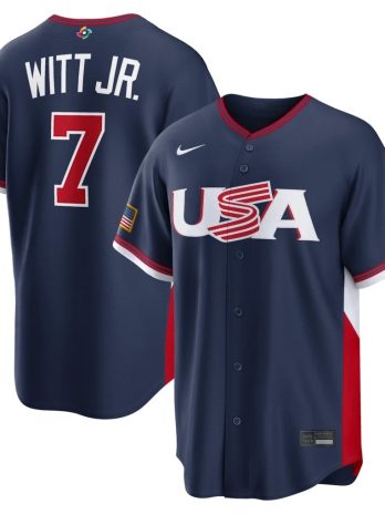 Bobby Witt Jr. USA Baseball Nike 2026 World Baseball Classic Road Stadium Jersey – Navy