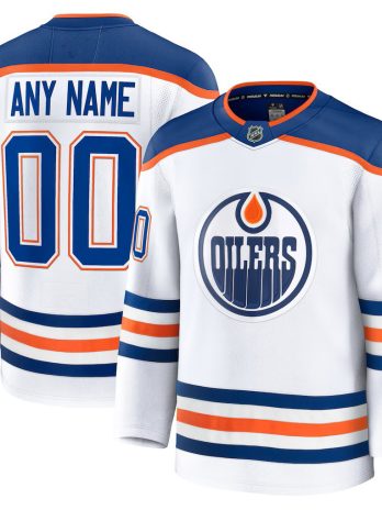 Edmonton Oilers Away White Premium Custom Jersey