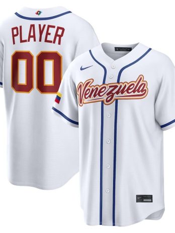 Venezuela Baseball Nike 2026 World Baseball Classic Stadium Custom Jersey – White