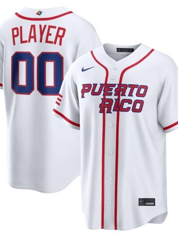 Puerto Rico Baseball Nike 2026 World Baseball Classic Stadium Custom Jersey – White