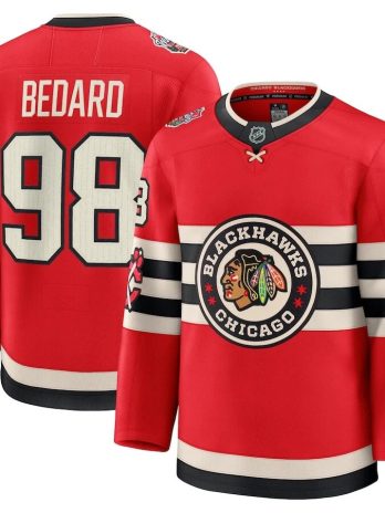 Connor Bedard Chicago Blackhawks 2025 Winter Classic Premium Jersey – Red
