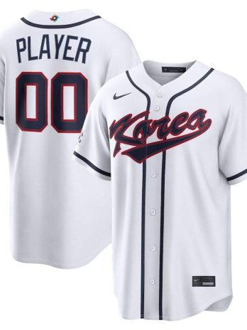 Korea Baseball Nike 2026 World Baseball Classic Stadium Custom Jersey – White
